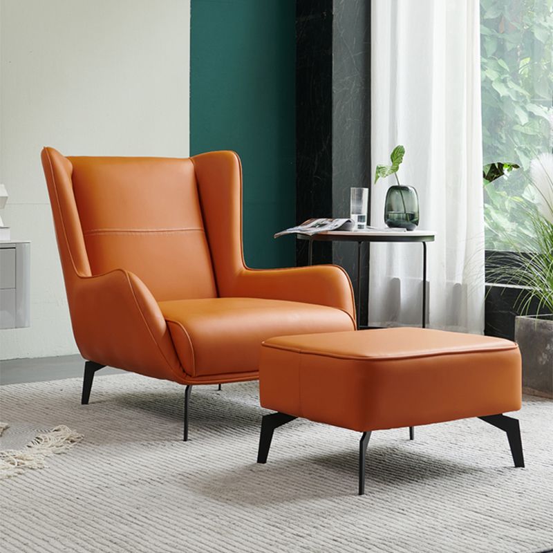 Fixed Back Lounge Chair Leather Side Chair with Black Metal Legs Clearhalo 'Accent Chairs' 'accent_chairs' 'Chairs & Seating' 'furn' 'furn_accent_chairs' 'Furniture' 'Living Room Furniture' 1200x1200_307157ee-405b-46d5-bc9a-4a0bd2d4803f