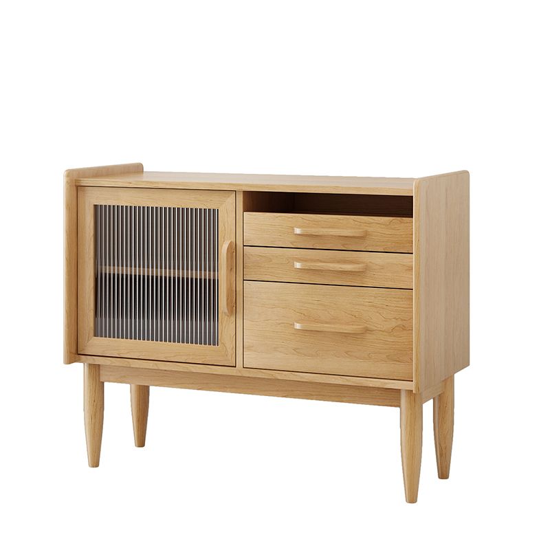 Solid Wood Buffet Server with Drawers Modern Dining Server for Kitchen ...