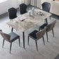 Contemporary Style Sintered Stone Dining Table with Grey Fixed Table and 4 Legs Base Clearhalo 'Dining Room Sets' 'Dining Tables & Seating' 'dining_room_set' 'furn' 'furn_dining_room_set' 'Furniture' 'furniture_dining_room_set' 'Kitchen & Dining Furniture' 'kitchen&dining_furn' 'kitchen' 1200x1200_307379d9-ef4c-4c27-aa51-7fd3463a9a61