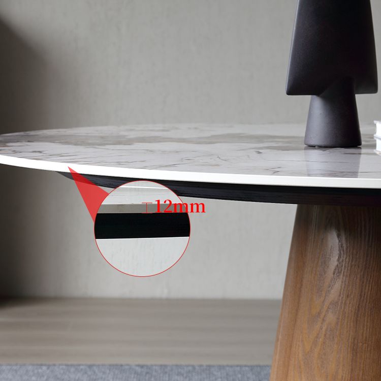 Stone Top Dining Table Modern Round Dining Table with Wood Pedestal Base without turntable Clearhalo 'Dining Tables & Seating' 'Dining Tables' 'dining_table' 'furn' 'furn_dining_table' 'Furniture' 'Kitchen & Dining Furniture' 1200x1200_3073ec9a-96c1-414c-b3fd-0cb384b55913
