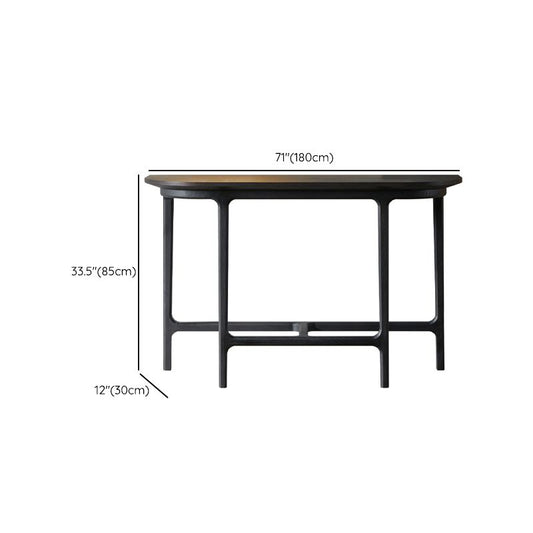 Modern Half Moon Console Table Wooden Console Sofa Table in Black