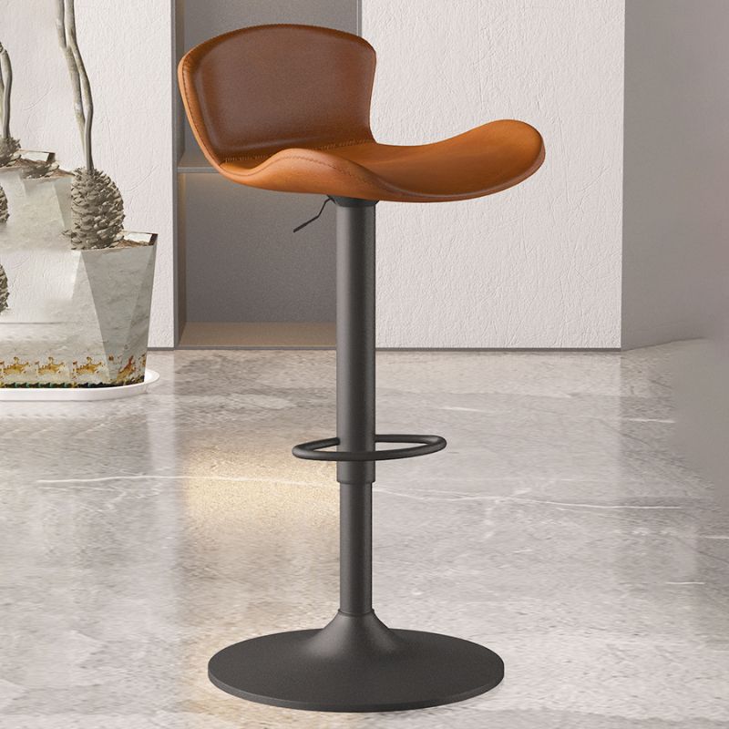 Faux Leather Adjustable Height Swivel Armless Bar Stool with Footrest Clearhalo 'Bar Furniture' 'Bar Stools' 'bar_stools' 'furn' 'furn_bar_stools' 'Furniture' 'Kitchen & Dining Furniture' 1200x1200_307530fa-ca26-407e-bcf5-4700d8340621