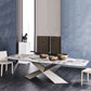 Modern Gray Stone Top Table Metal Base Rectangle Dining Table for Kitchen