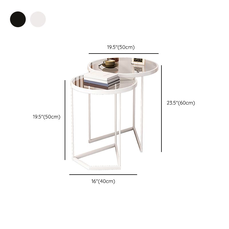 Minimalistic Coffee Table Round Glass Top Cocktail Table with Storage Clearhalo 'Coffee & Accent Tables' 'Coffee Tables' 'coffee_tables' 'furn' 'furn_coffee_tables' 'Furniture' 'Living Room Furniture' 1200x1200_30764b87-4910-476d-8d5d-bc49c87fd3fa