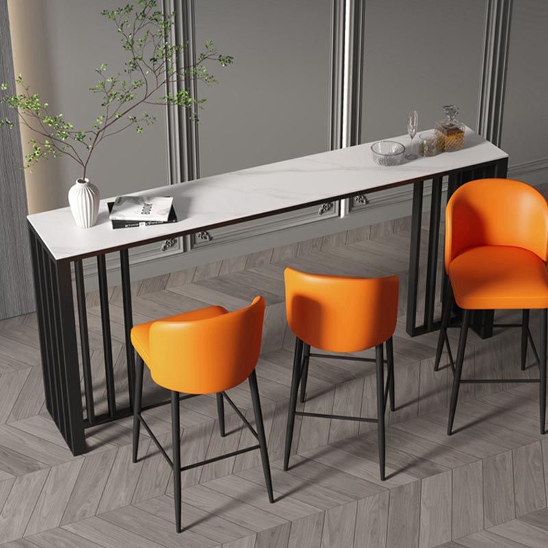 Industrial Style Stone Top Bar Table Steel Pedestal Bistro Table Clearhalo 'Bar Furniture' 'Bar Tables' 'bar_tables' 'furn' 'furn_bar_tables' 'Furniture' 'Kitchen & Dining Furniture' 1200x1200_30799f3b-b7e5-41a4-a7cb-9bf7ff9ab01d