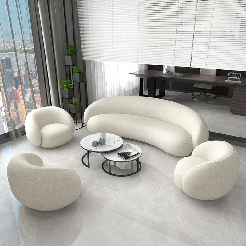 Contemporary Sloped Arm Curved Sofa White Tight Back Fabric Settee Clearhalo 'furn' 'furn_sofas' 'Furniture' 'Living Room Furniture' 'Sofa' 'sofas' 1200x1200_307d0afc-cc0c-43ca-8b56-4cbd522bad4d