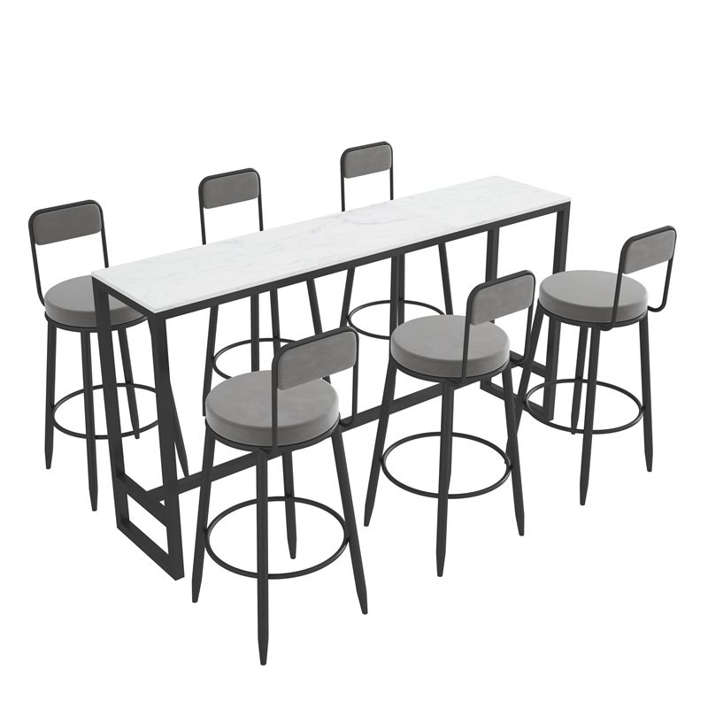 Rechthoekige stenen bar eettafel Moderne bartafel met schraagonderstel in zwart