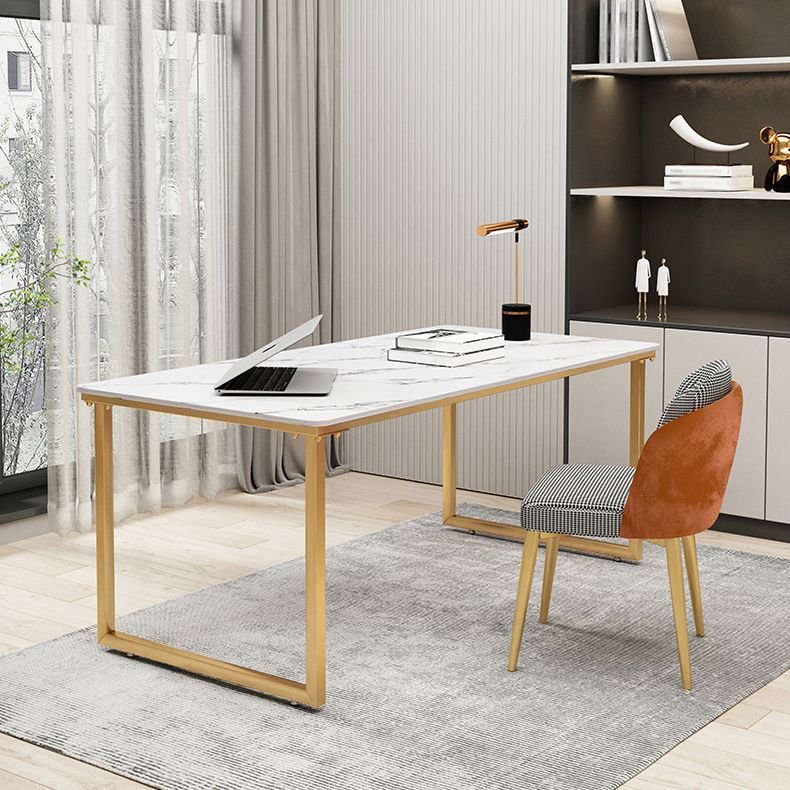 Glam Office Desk antieke afwerking rechthoekige computerbureau met metalen benen