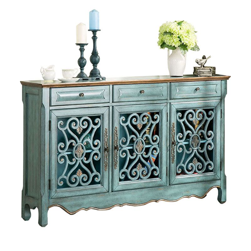 Glam Style Server Solid Wood Sideboard with Door for Dining Room Clearhalo 'buffet_sideboard' 'Buffets & Sideboards' 'furn' 'furn_buffet_sideboard' 'Furniture' 'Kitchen & Dining Furniture' 1200x1200_307f7b9f-c864-4520-a744-ca86ed7535de