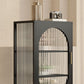 Glam -dressoir met glazen deur keukenserver met metalen frame