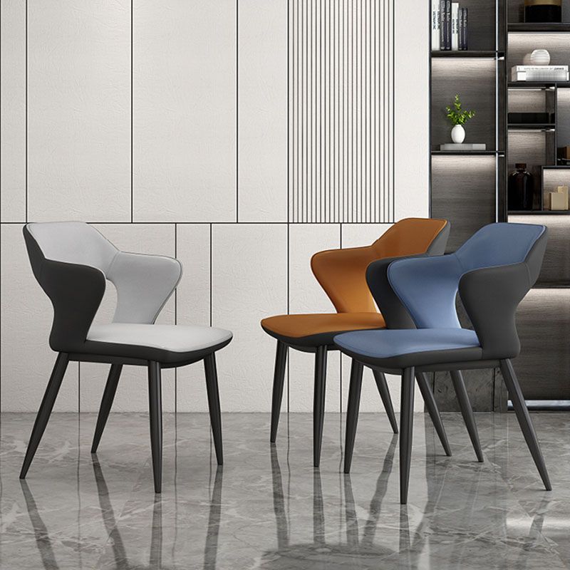 Industrial Style Open Back Arm Dining Chairs Faux Leather Dining Chairs Clearhalo ' kitchen&dining_furn' 'Dining Chairs' 'Dining Tables & Seating' 'dining_chair' 'furn' 'furn_dining_chair' 'Furniture' 'furniture_dining_chair' 'Kitchen & Dining Furniture' 'kitchen' 1200x1200_3083676b-698f-4e20-ae54-ecdf605f45a2