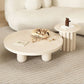 Mesa de centro individual redonda de madera maciza con pedestal contemporáneo/4 patas