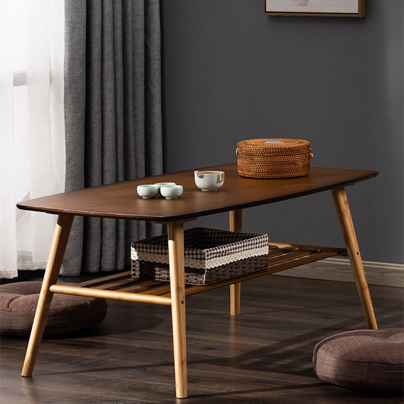 Scandinavian Rectangle Wood Coffee Table 4 Legs Cocktail Table with Shelf Clearhalo 'Coffee & Accent Tables' 'Coffee Tables' 'coffee_tables' 'furn' 'furn_coffee_tables' 'Furniture' 'Living Room Furniture' 1200x1200_308418e7-9d84-45e9-b63f-8425dab24cc0