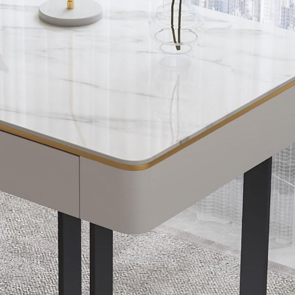 Modern Slate Top Office Desk Rectangle Writing Desk with 2 Drawers