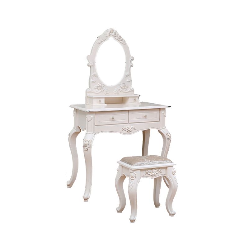 Victorian Bedroom With Drawer Mirror Solid Wood Makeup Vanity Set Clearhalo 'Bedroom Furniture' 'furn' 'furn_makeup_vanities' 'Furniture' 'Makeup Vanities' 'makeup_vanities' 1200x1200_308596c1-819d-4901-9e3c-42cd84436803