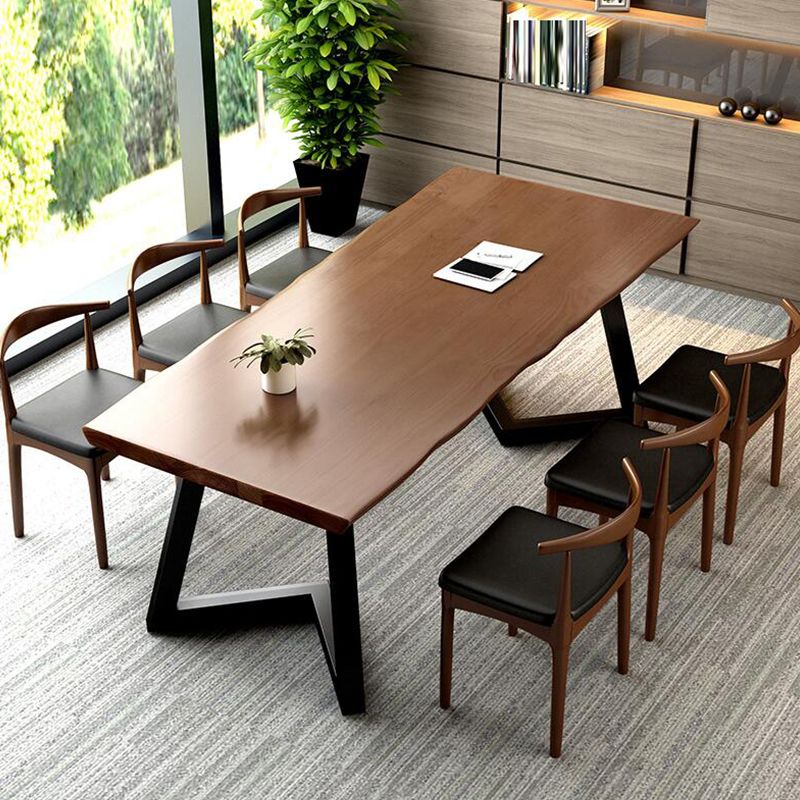 Brown Industrial Office Desk Solid Wood 75" Home Writing Desk Clearhalo 'furn' 'furn_office_desk' 'Furniture' 'Office Desks' 'Office Furniture' 'office_desk' 1200x1200_308622b8-e592-4dc3-b9e3-ce357a7a632b