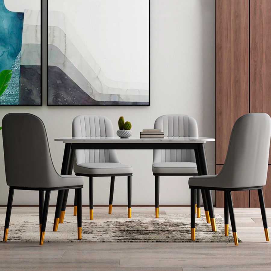 Glam Style Metal Dining Room Chairs Armless Parsons Leather Chair for Restaurant Clearhalo ' kitchen&dining_furn' 'Dining Chairs' 'Dining Tables & Seating' 'dining_chair' 'furn' 'furn_dining_chair' 'Furniture' 'furniture_dining_chair' 'Kitchen & Dining Furniture' 'kitchen' 1200x1200_30867f5e-1b86-4e1c-bd55-7981c1d648b6