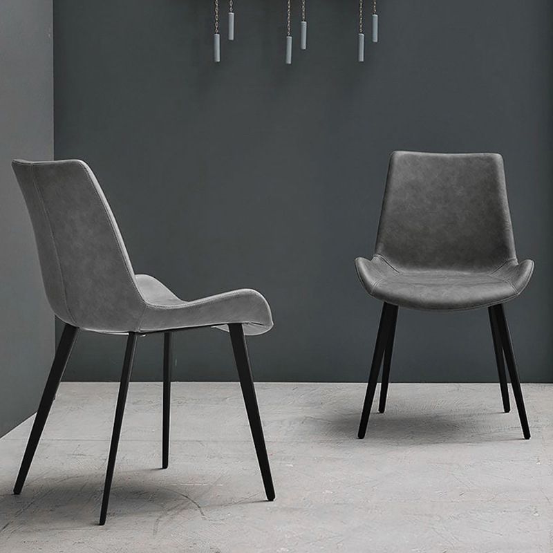 Sillas de comedor de cocina de cuero falso sillas industriales con base de metal