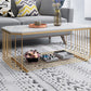 Gold Metal Frame Coffee Table Luxurious Cocktail Table with Shelf Clearhalo 'Coffee & Accent Tables' 'Coffee Tables' 'coffee_tables' 'furn' 'furn_coffee_tables' 'Furniture' 'Living Room Furniture' 1200x1200_3087a0c2-e34a-454e-849a-397566736ada