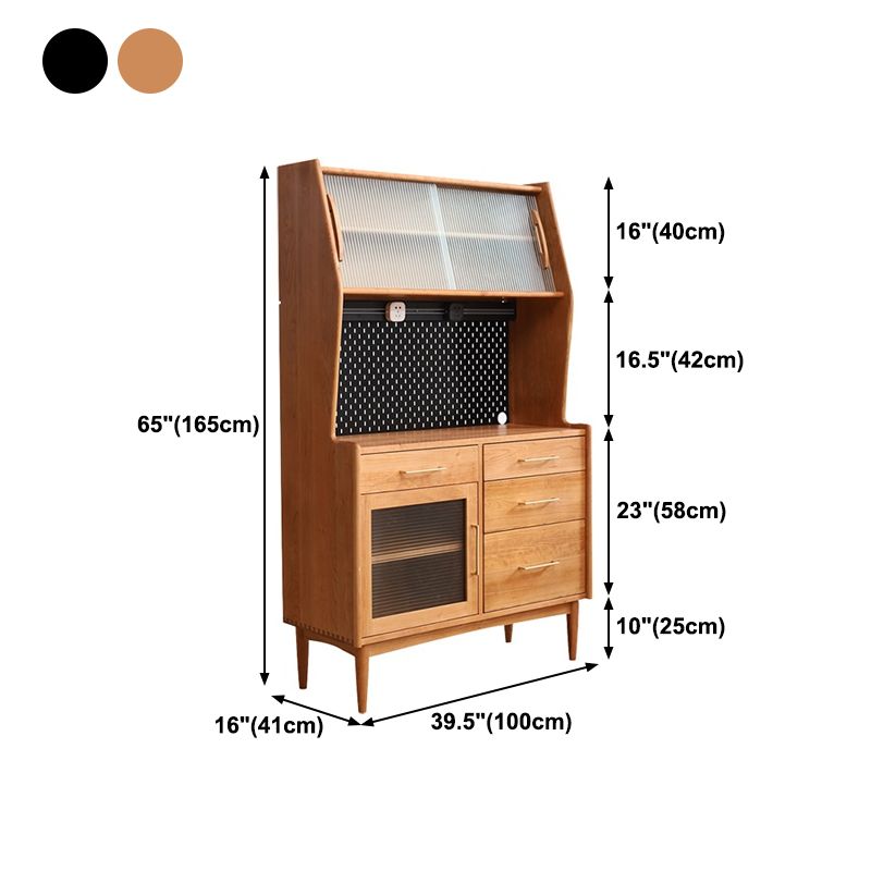 4-Schrägerkiefern Holz Sideboard moderne Glasschiebetür Schränke Credenka für Wohnzimmer