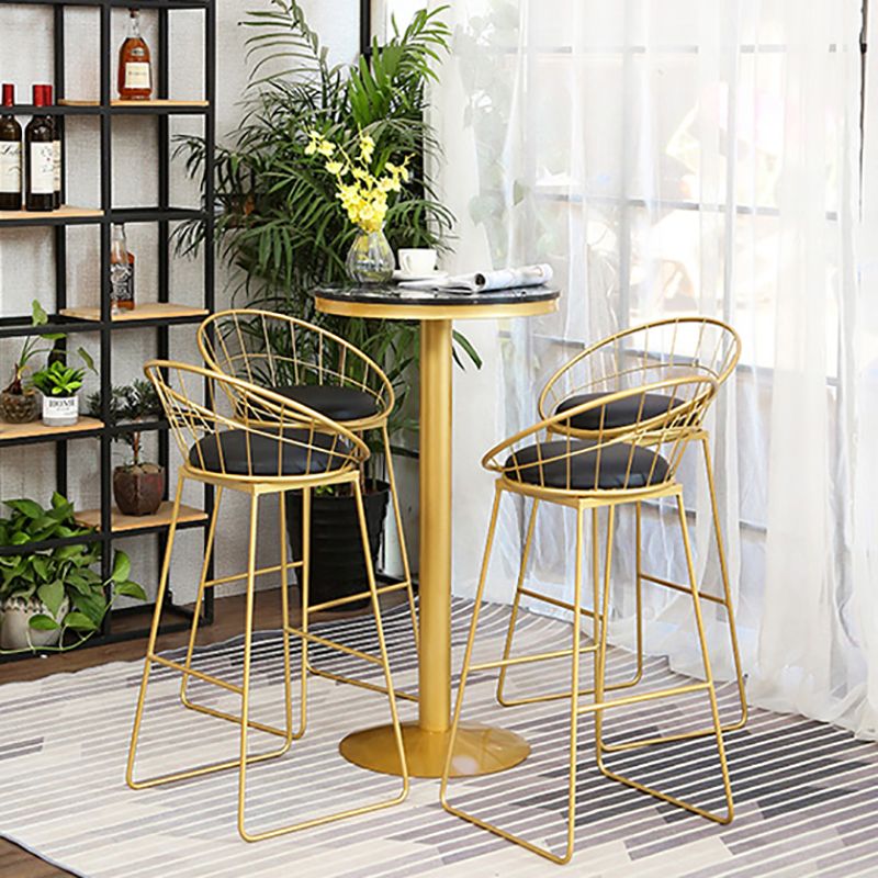 Glam Gold Iron Bar Table 21.6"W Round Top Marble Bistro Table for Breakroom Clearhalo 'Bar Furniture' 'Bar Tables' 'bar_tables' 'furn' 'furn_bar_tables' 'Furniture' 'furniture_bar_tables' 'Kitchen & Dining Furniture' 'kitchen&dining_furn' 'kitchen' 1200x1200_308a1298-f3f4-4c71-a1b2-99f151e4ed52
