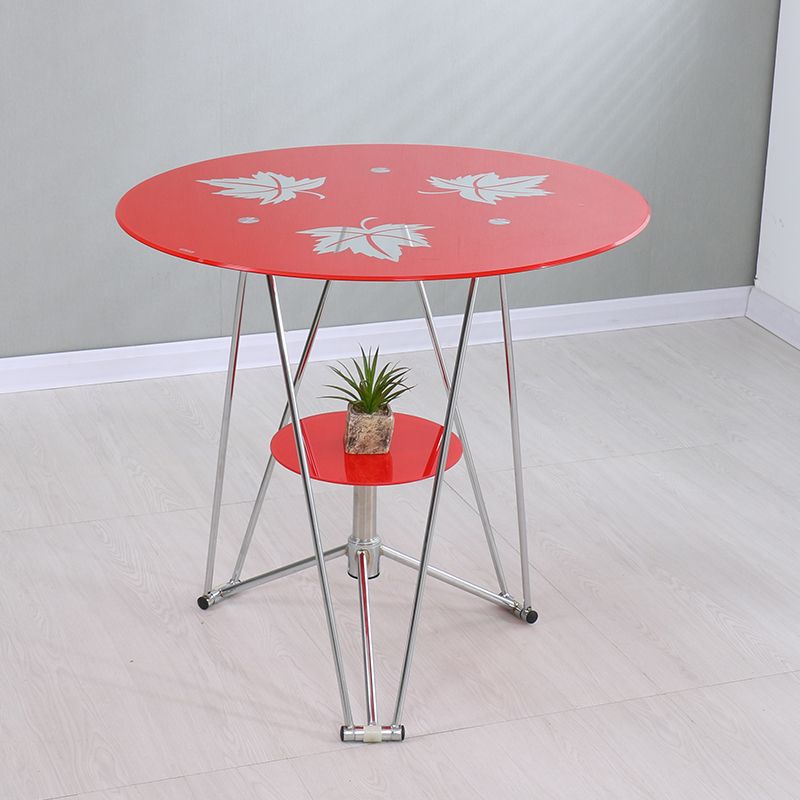 Round Tripod Dining Site Table Metal Dinette Table with Tempered Glass Clearhalo ' dining_table' 'Dining Tables & Seating' 'Dining Tables' 'Furniture' 'furniture_dining_table' 'Kitchen & Dining Furniture' 'kitchen&dining_furn' 'kitchen' 'kitchen_dining_table' 1200x1200_308b8514-7b23-48bc-8744-665dc499f7e9