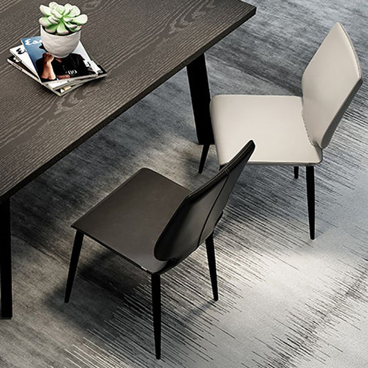 Contemporary Style Leather Dining Chairs Armless Solid Back Chair for Kitchen Clearhalo ' kitchen&dining_furn' 'Dining Chairs' 'Dining Tables & Seating' 'dining_chair' 'furn' 'furn_dining_chair' 'Furniture' 'furniture_dining_chair' 'Kitchen & Dining Furniture' 'kitchen' 1200x1200_308d4e4a-dc30-4894-9857-bcaba48c3391