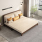 Linen Armless Sofa Bed with Pillow Back Solid Wood Sofa Bed in Beige