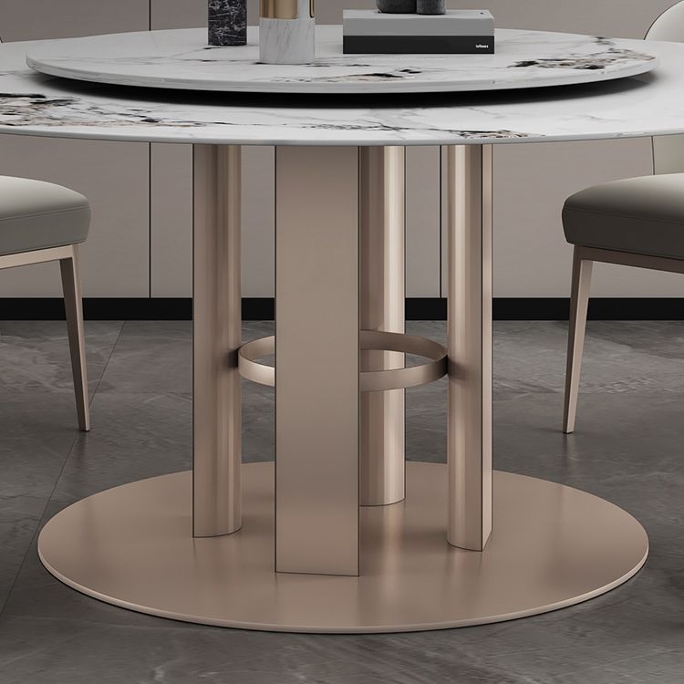 Tavolo da pranzo rotondo in pietra tavolo di lusso tradizionale con piedistallo casual