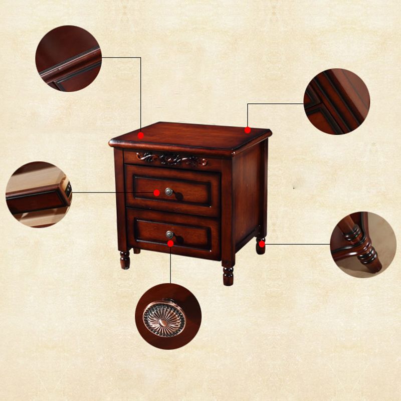 17,5 "W x 20" H Tavolo da notte in legno di gomma tradizionale per soggiorno