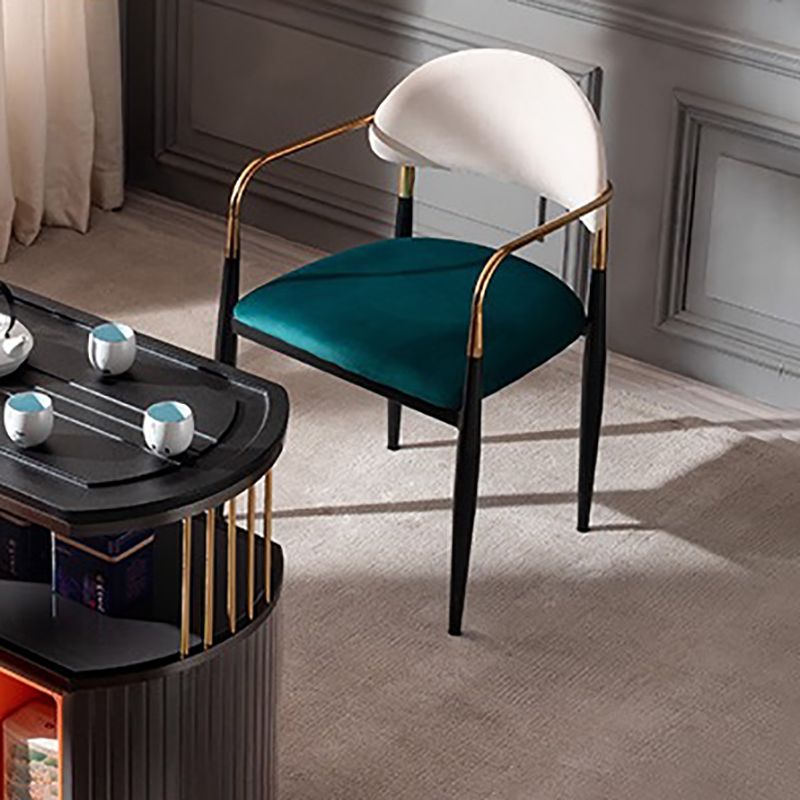 Sedia a braccio in stile glam velluto sedia da pranzo aperta per uso domestico