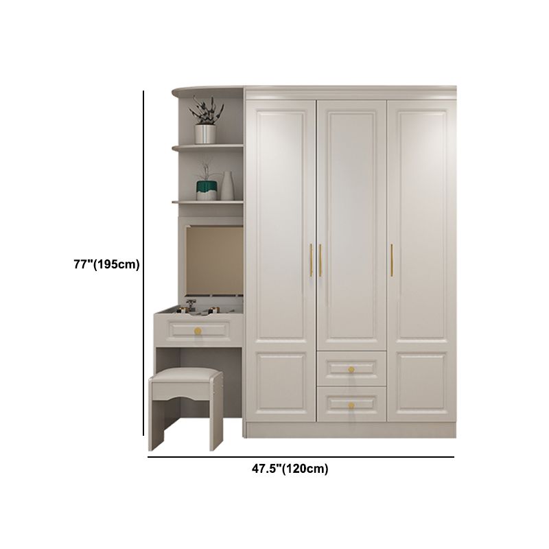 Hinged White Wardrobe Armoire Engineered Wood Wardrobe Closet Clearhalo 'Armoires & Wardrobes' 'armoires_wardrobes' 'Bedroom Furniture' 'furn' 'furn_armoires_wardrobes' 'Furniture' 1200x1200_309248b4-b3f5-435c-aacb-84a771661244