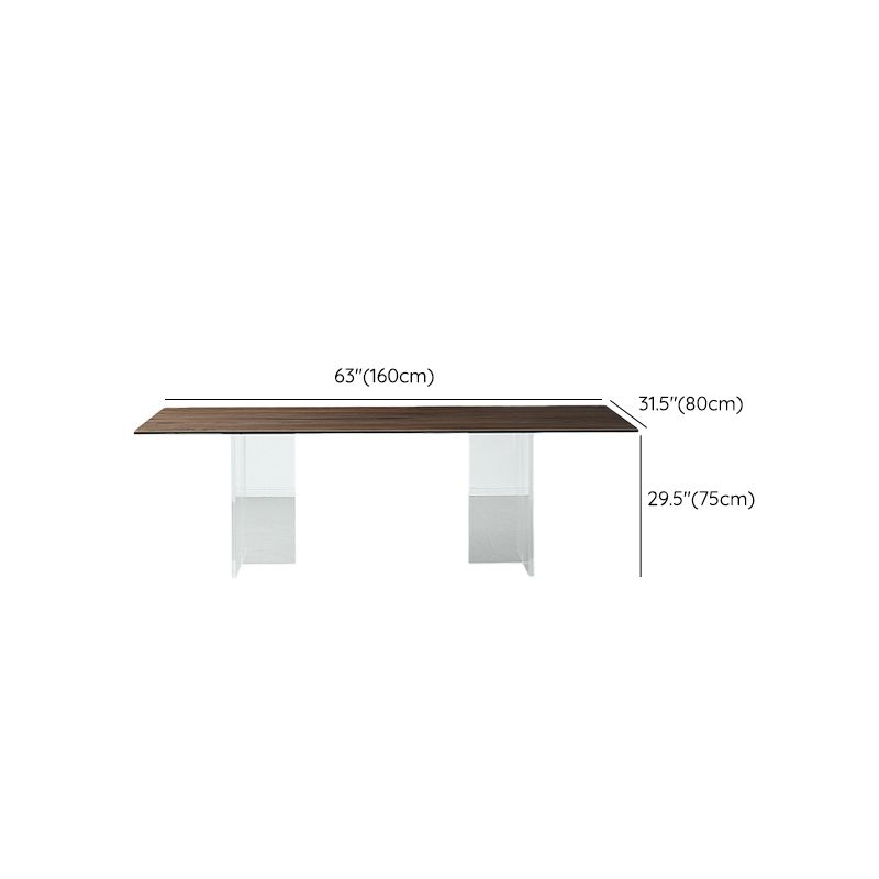 Table à manger rectangulaire moderne, Table en bois avec pieds en plastique pour la maison