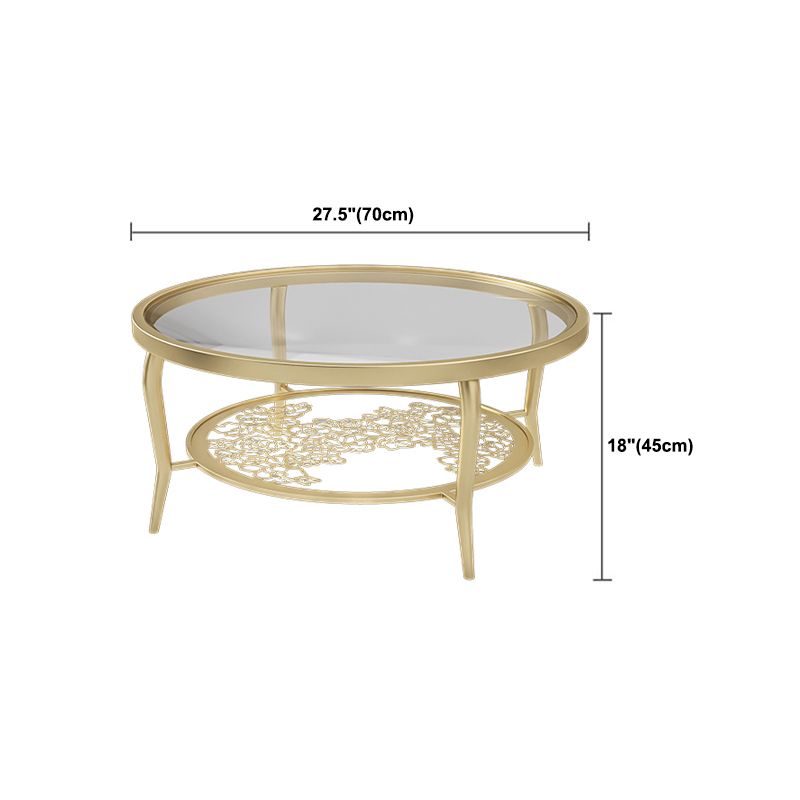 23.6"/17.7"H Modern 4 Legs Steel Base Glass Round Coffee Table with Shelf Clearhalo 'Coffee & Accent Tables' 'Coffee Tables' 'coffee_tables' 'furn' 'furn_coffee_tables' 'Furniture' 'furniture_coffee_tables' 'Living Room Furniture' 1200x1200_30961b36-6770-4a61-bcbf-319d67a7a917