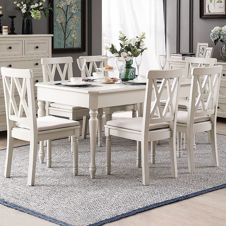 Rectangle 4 Legs Mid-Century Dining Table White Tone Fixed Table of Solid Wood Clearhalo ' dining_table' 'Dining Tables & Seating' 'Dining Tables' 'furn' 'furn_dining_table' 'Furniture' 'furniture_dining_table' 'Kitchen & Dining Furniture' 'kitchen&dining_furn' 'kitchen' 'kitchen_dining_table' 1200x1200_309678cc-ced2-4a1d-8bbd-bf2d88c26cb7