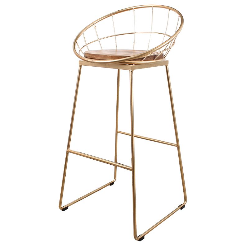 Sgabelli da bar rotondi contemporanei con poggiabottiglie in metallo con poggiapiedi