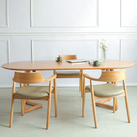 Mesa de cena de estilo contemporáneo Mesa de comedor marrón ovalada para la cena de cocina en casa