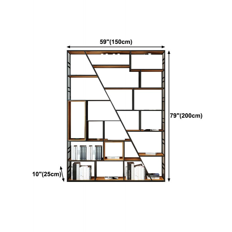 78.74"H Bookshelf Industrial Style Open Back Bookcase for Home Office Clearhalo 'Bookcases' 'furn' 'furn_bookcases' 'Furniture' 'furniture_bookcases' 'kitchen' 'kitchen_bookcases' 'Living Room Furniture' 'Office Furniture' 1200x1200_30970dfd-b2dc-47e2-9686-165455d972db