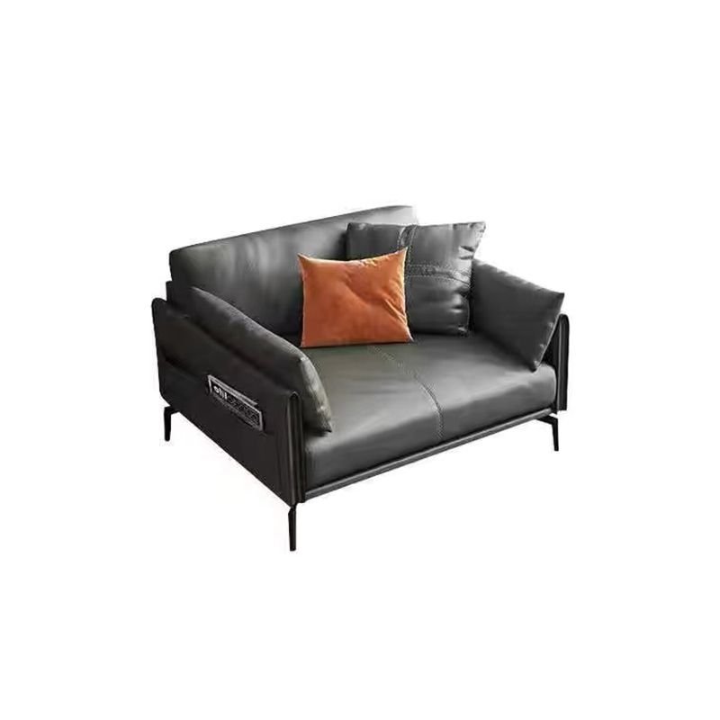 Gray Leather Sofa with Four Legs Contemporary Living Room Seating Clearhalo 'furn' 'furn_sofas' 'Furniture' 'Living Room Furniture' 'Sofa' 'sofas' 1200x1200_3099c013-c3ac-4d8b-b6c5-9cf3e8f47ded