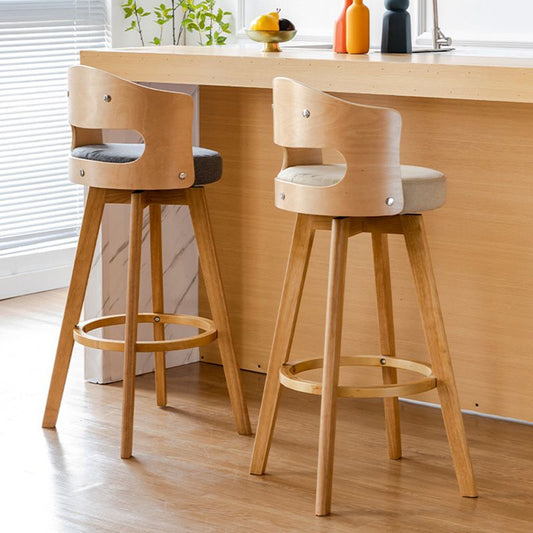 Low Back Dining Stools Round Armless Bar Stools with Wood Base