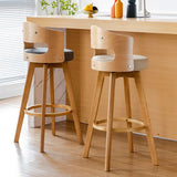 Low Back Dining Stools Round Armless Bar Stools with Wood Base