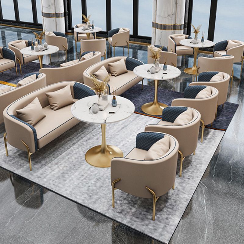 Contemporary Round Dining Table White Stone Top Table for Home Clearhalo 'Dining Tables & Seating' 'Dining Tables' 'dining_table' 'furn' 'furn_dining_table' 'Furniture' 'Kitchen & Dining Furniture' 1200x1200_309ae998-446e-445c-bef9-800d06ca9859