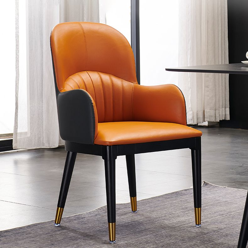 Contemporary Design Leather Dining Side Chair Solid Back Arm Chair for Home Use Clearhalo ' kitchen&dining_furn' 'Dining Chairs' 'Dining Tables & Seating' 'dining_chair' 'furn' 'furn_dining_chair' 'Furniture' 'furniture_dining_chair' 'Kitchen & Dining Furniture' 'kitchen' 1200x1200_309fa2d3-2415-428f-bd6c-fc50d8433a54