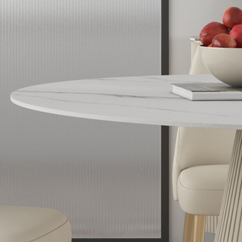 Glam Stone Table for Restaurant Round Table with White Pedestal