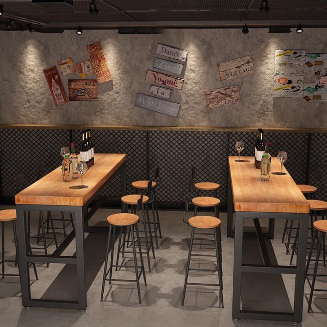 Modern 1/4/6/7 Pieces Bar Table Set Rectangle Wood Counter Table with High Stools for Cafe Clearhalo 'Bar Furniture' 'furn' 'furn_home_bar_bar_sets' 'Furniture' 'Home Bars & Bar Sets' 'home_bar_bar_sets' 'Kitchen & Dining Furniture' 1200x1200_30a6a82c-233e-4088-8d86-4bf2275e38ed