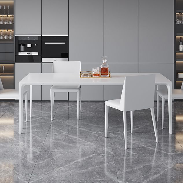 Simple Rectangle Shape Standard Dining Table White Sintered Stone Dining Table with 4 Legs Base Clearhalo ' dining_table' 'Dining Tables & Seating' 'Dining Tables' 'Furniture' 'furniture_dining_table' 'Kitchen & Dining Furniture' 'kitchen&dining_furn' 'kitchen' 'kitchen_dining_table' 1200x1200_30a6e027-26a5-4be9-b11a-0ab2ac892236