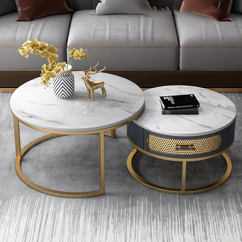 Slate Round Frame Coffee Table Nesting Modern Coffee Table Set Clearhalo 'Coffee & Accent Tables' 'Coffee Tables' 'coffee_tables' 'furn' 'furn_coffee_tables' 'Furniture' 'Living Room Furniture' 1200x1200_30a7103e-351e-4380-ab16-360d9605e342