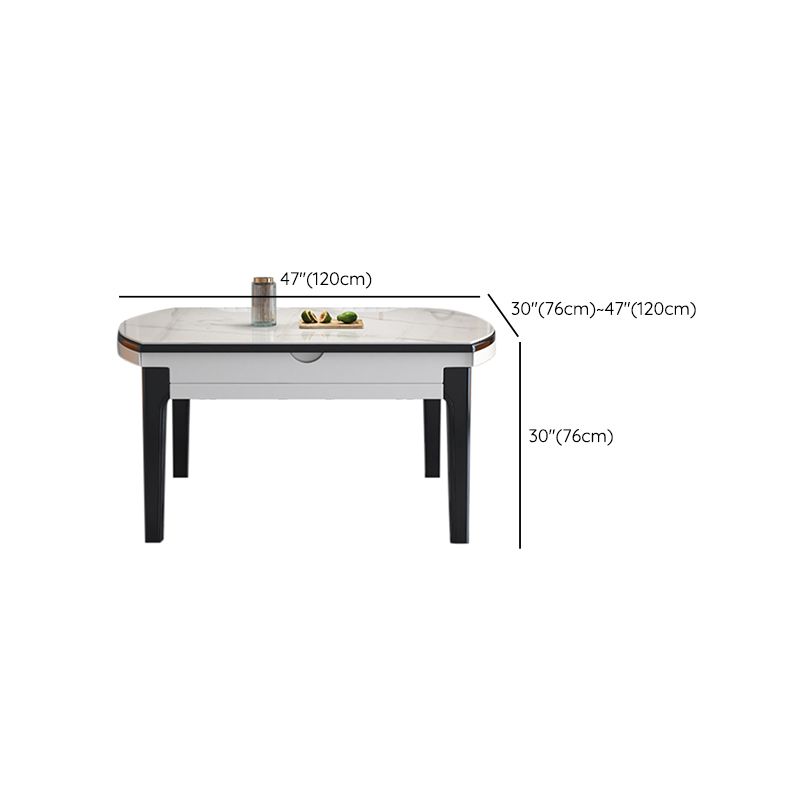 Table à manger ronde moderne en pierre frittée, Table de dîner à feuilles tombantes pour salle à manger