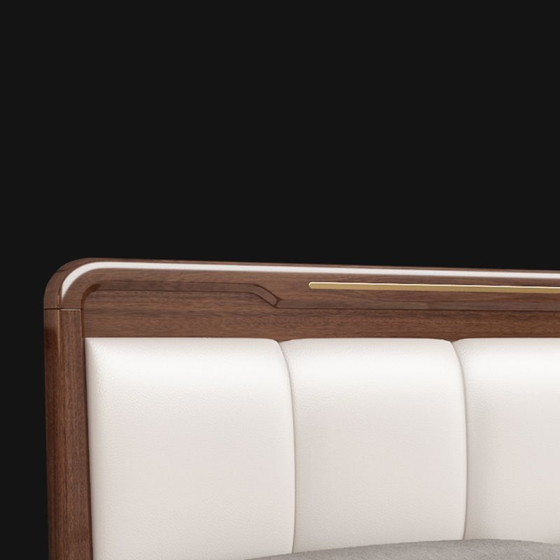 Lit en panneau en bois de pin de caoutchouc Mid-Century Modern Espresso Espresso lit standard avec tête de lit