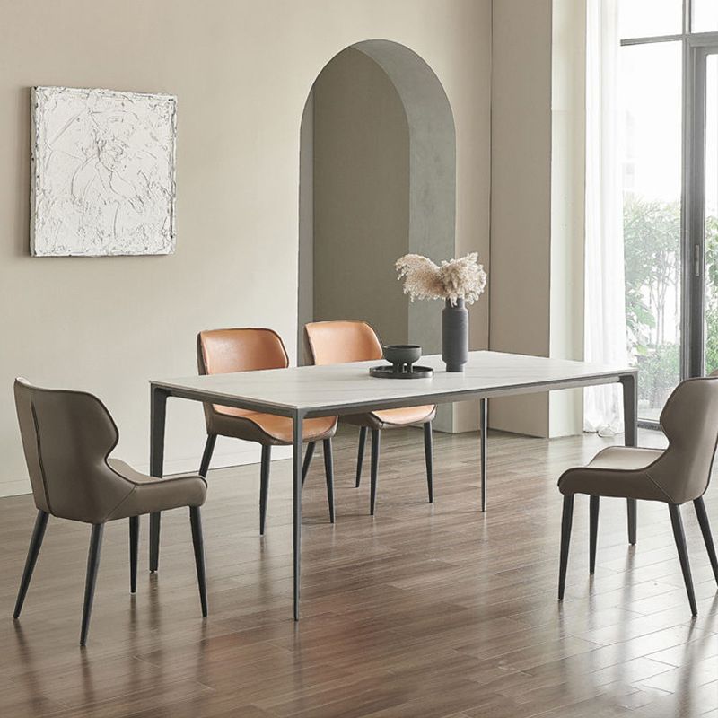 Industrial Style Rectangle Dining Table Sintered Stone Table with Metal Legs for Kitchen Clearhalo 'Dining Tables & Seating' 'Dining Tables' 'dining_table' 'furn' 'furn_dining_table' 'Furniture' 'Kitchen & Dining Furniture' 1200x1200_30ac2897-1137-4734-b95a-c22c8e02fc22